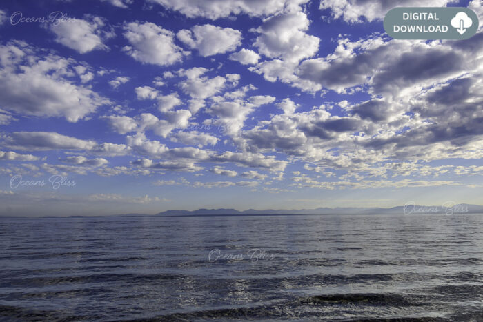 Blue Sky Fluffy Clouds Clear Water