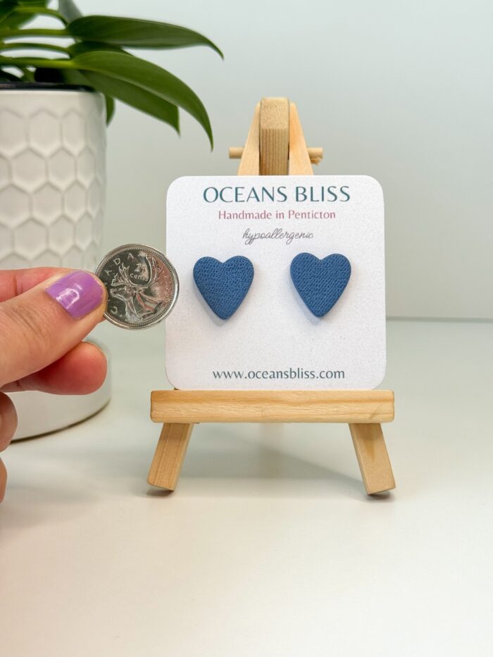Blue Jeans Heart Studs - Image 3