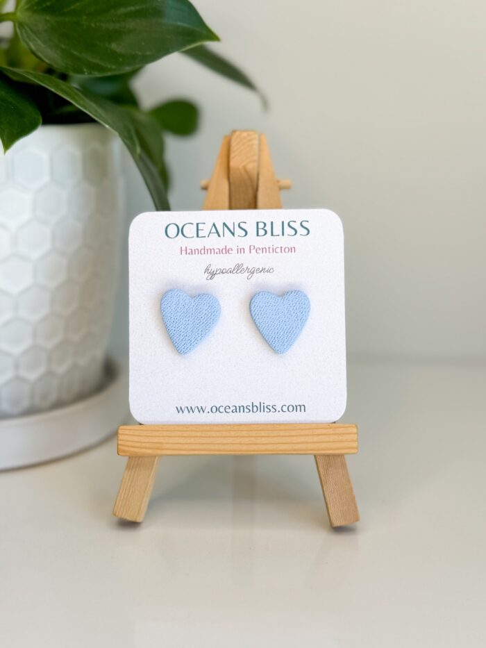 Blue Jeans Heart Studs - Image 2