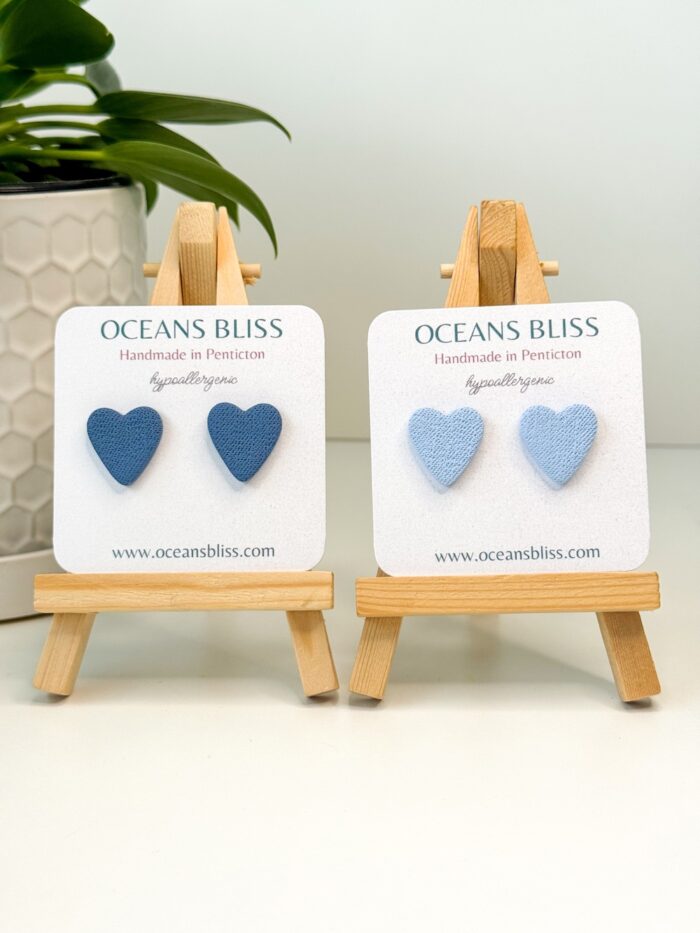 Blue Jeans Heart Studs
