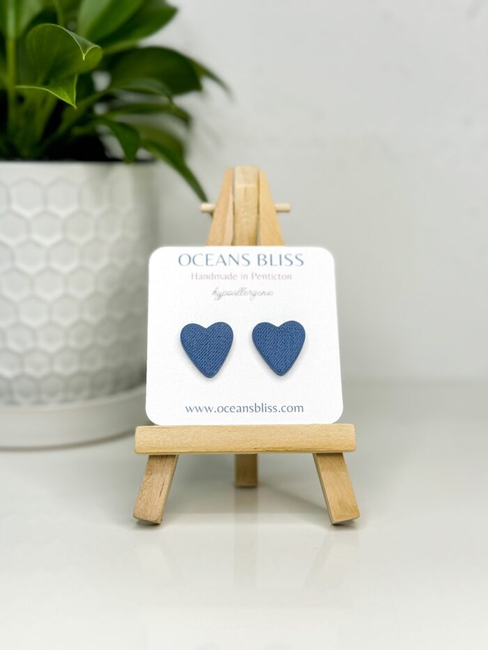 Blue Jeans Heart Studs