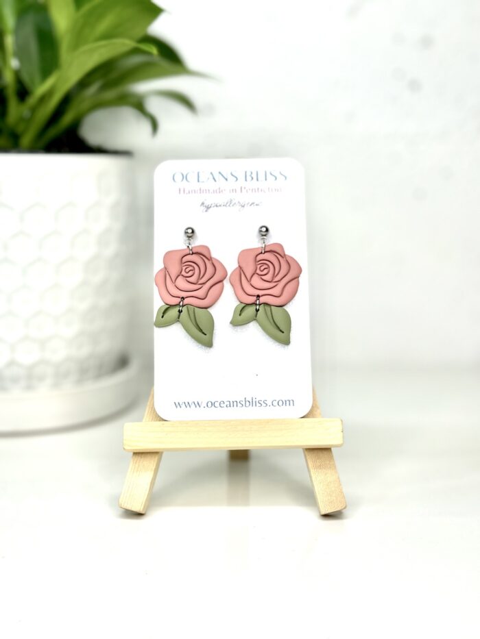 Garden Pink Rose Dangle