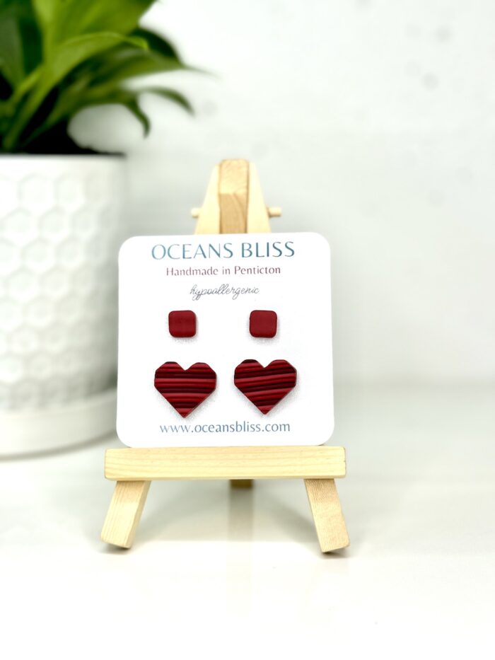 Geometric Heart & Mini Stud Set