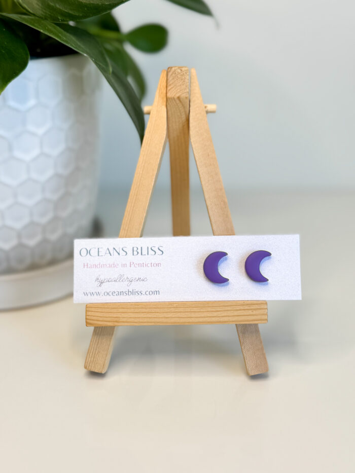 Crescent Moon Studs (3 Vibrant Colours) - Image 3